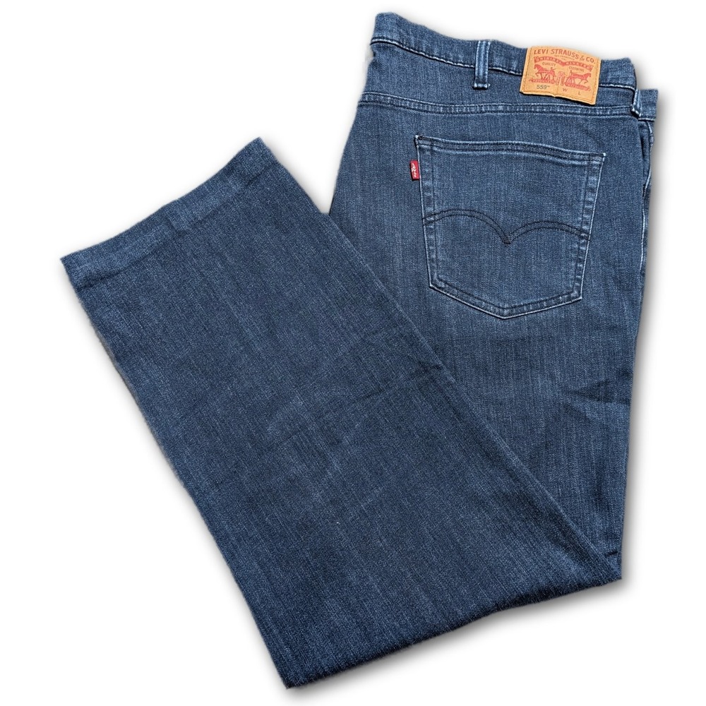 Levi's Mens Jeans 559 Blue Appx. 48x32 Relaxed Fit Hemmed Denim Dark Wash Leg
